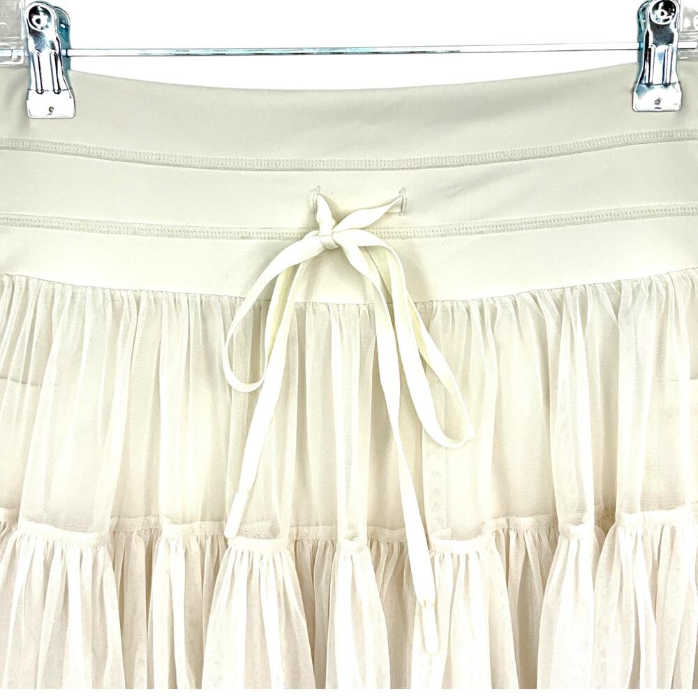 POPFLEX Pirouette Skirt Womens Large Off White Mesh Lined Drawstring Tennis - Picture 2 of 9